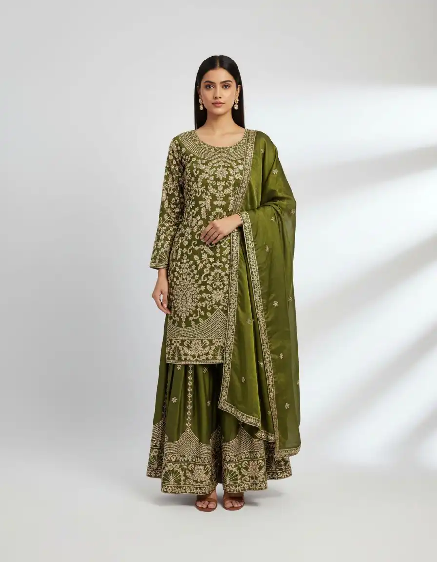 SR 1697 Mahendi Color Organza Silk Salwar Suit with Embroidery Work. Festive Deal ₹2549. Delivery 4-6 Working Days. Shop now. | Jump Suits, Tops & Bottoms, Track Suits, Salwar suit, Casual Suits, Creative suits, Designer Suits, Palazzo Suits, Party Wear Suits, Patiala Suits, Straight Suits, Trendy Wear