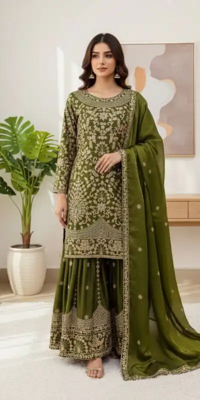SR 1697 Mahendi Color Organza Silk Salwar Suit with Embroidery Work. Festive Deal ₹2549. Delivery 4-6 Working Days. Shop now. | Jump Suits, Tops & Bottoms, Track Suits, Salwar suit, Casual Suits, Creative suits, Designer Suits, Palazzo Suits, Party Wear Suits, Patiala Suits, Straight Suits, Trendy Wear