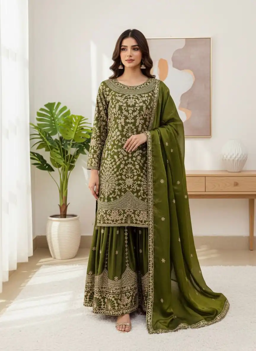 SR 1697 Mahendi Color Organza Silk Salwar Suit with Embroidery Work. Festive Deal ₹2549. Delivery 4-6 Working Days. Shop now. | Jump Suits, Tops & Bottoms, Track Suits, Salwar suit, Casual Suits, Creative suits, Designer Suits, Palazzo Suits, Party Wear Suits, Patiala Suits, Straight Suits, Trendy Wear
