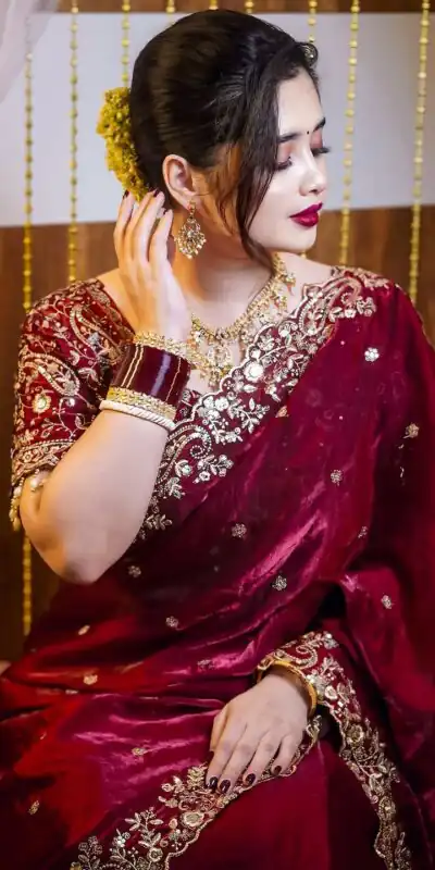 BT 3151 Maroon Fandy Satin Silk Saree with Sequins Work & Embroidery Work. Get it for ₹1949. Delivery 4-6 Working Days. Shop now. | Sarees, Bollywood Sarees, Creative Sarees, Designer Sarees, Embroidered Sarees, Ethnic Saree, Modern Digital sarees, Party Wear Sarees