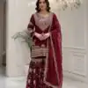 Maroon Georgette Embroidery Work Salwar Suit