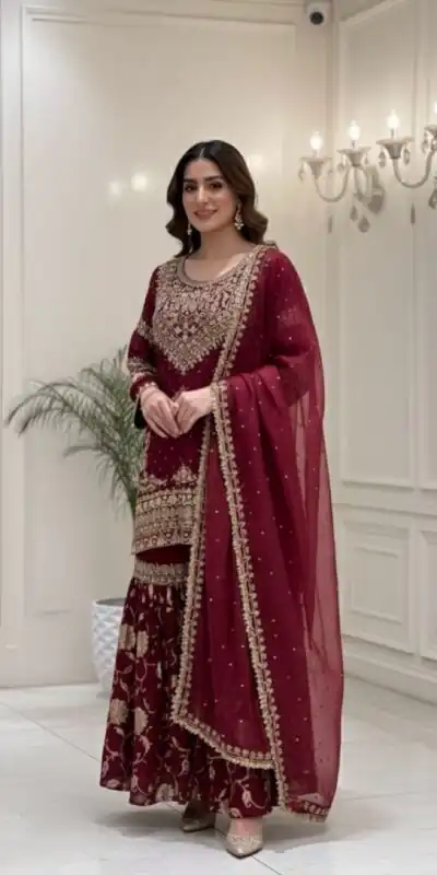 SSR 534 Maroon Georgette Salwar Suit Perfect for Wedding, Party, Onam, Housewarming, Bridal Wear – . Delivery 4-6 Working Days. Shop now. | Jump Suits, Tops & Bottoms, Track Suits, Salwar suit, Casual Suits, Creative suits, Designer Suits, Palazzo Suits, Party Wear Suits, Patiala Suits, Straight Suits, Trendy Wear
