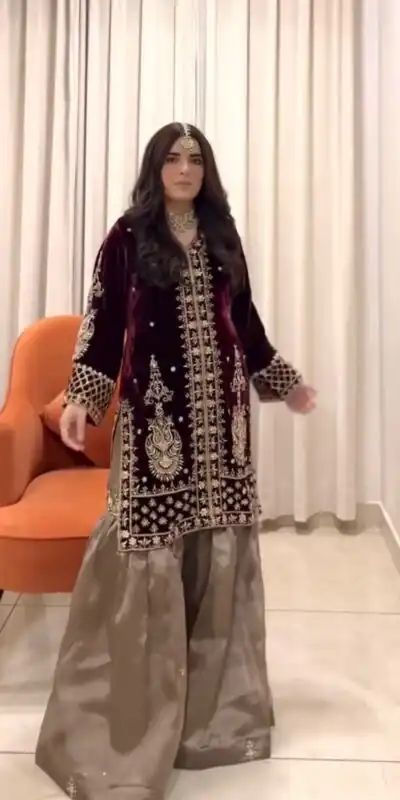 VLM 308 Maroon Viscose Velvet Salwar Suit with Embroidery Work. Introductory Price ₹2099. Delivery 4-6 Working Days. Shop now. | Jump Suits, Tops & Bottoms, Track Suits, Salwar suit, Casual Suits, Creative suits, Designer Suits, Palazzo Suits, Party Wear Suits, Patiala Suits, Straight Suits, Trendy Wear