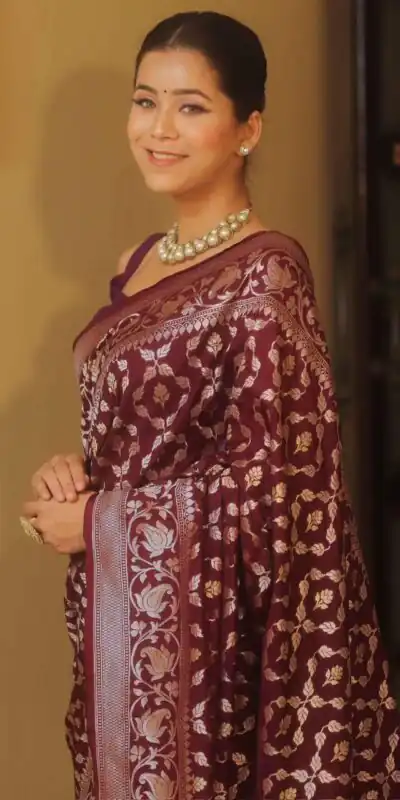 KPR 277 Maroon in Soft Lichi Silk Lace Border & Lace Work Saree . Available at ₹1299 only. Delivery 4-6 Working Days. Shop now. | Sarees, Bollywood Sarees, Creative Sarees, Designer Sarees, Embroidered Sarees, Ethnic Saree, Modern Digital sarees, Party Wear Sarees
