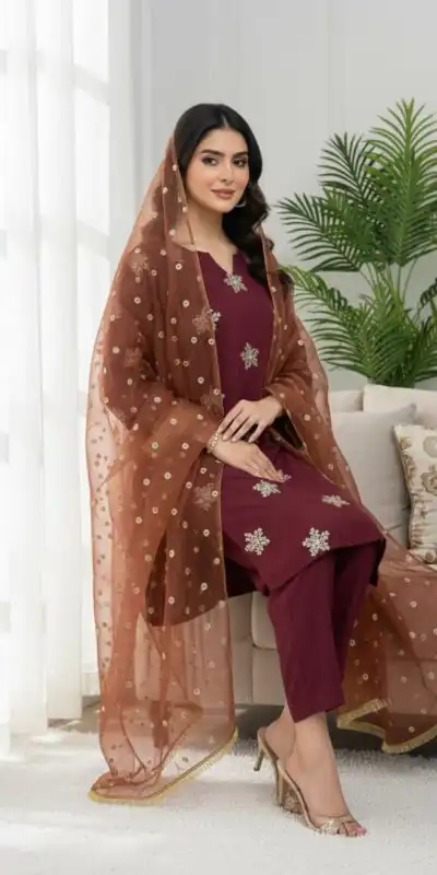 NSR 853 Maroon Natural Crep Silk Salwar Suit Perfect for Wedding, Party, Pongal, Baisakhi, Onam –. Grab it for ₹1749. Delivery 4-6 Working Days. | Palazzo Suits, Party Wear Suits, Patiala Suits, Straight Suits, Trendy Wear