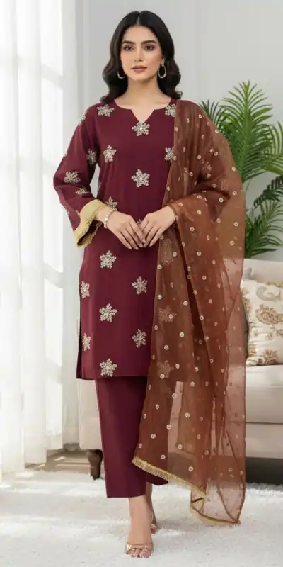 NSR 853 Maroon Natural Crep Silk Salwar Suit Perfect for Wedding, Party, Pongal, Baisakhi, Onam –. Grab it for ₹1749. Delivery 4-6 Working Days. | Palazzo Suits, Party Wear Suits, Patiala Suits, Straight Suits, Trendy Wear