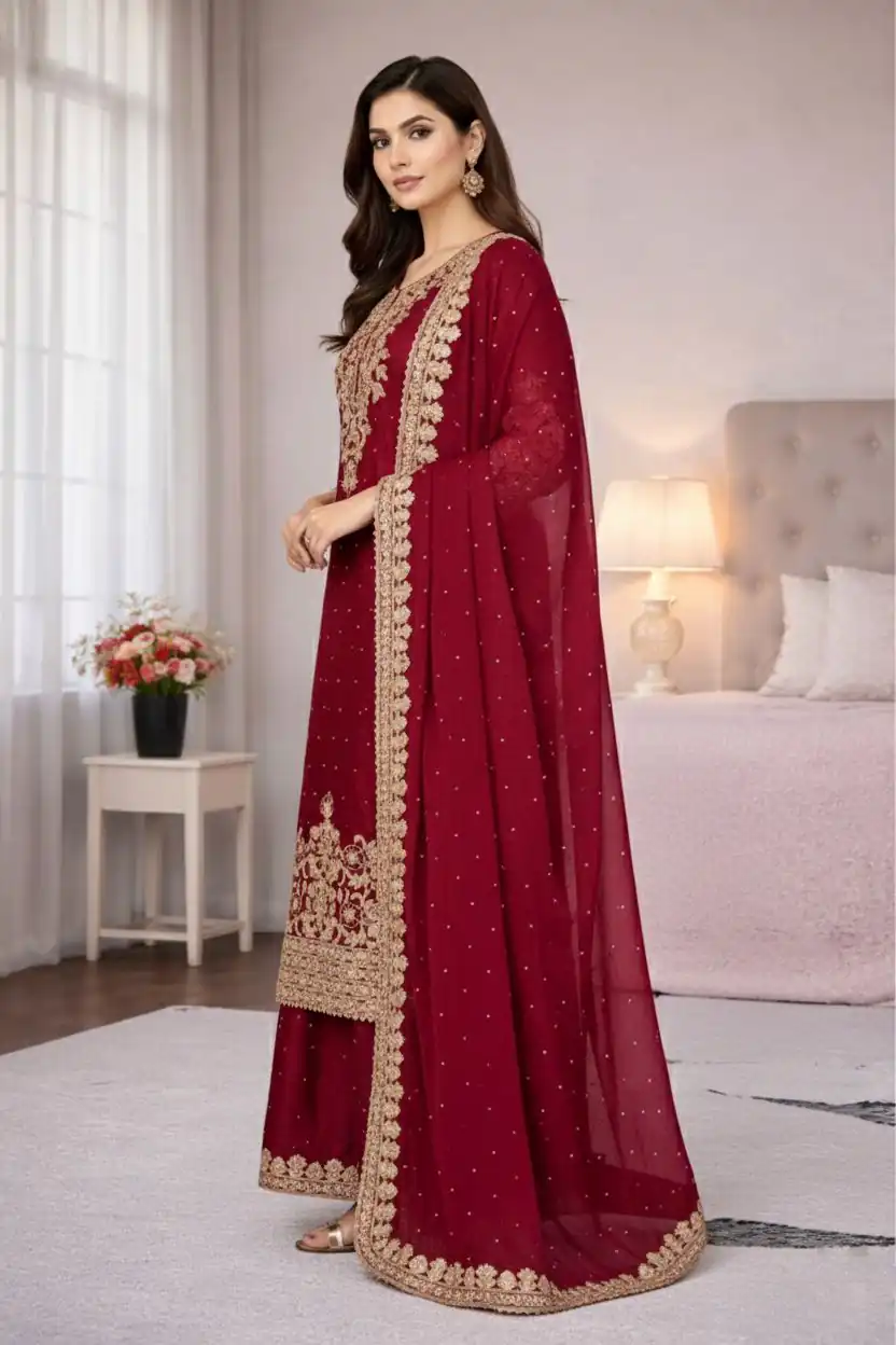 SSR 535 Maroon in Organza Silk Embroidery Work Salwar Suit . Available at ₹2399 only. Delivery 4-6 Working Days. Shop now. | Jump Suits, Tops & Bottoms, Track Suits, Salwar suit, Casual Suits, Creative suits, Designer Suits, Palazzo Suits, Party Wear Suits, Patiala Suits, Straight Suits, Trendy Wear