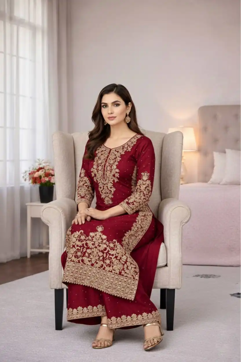 SSR 535 Maroon in Organza Silk Embroidery Work Salwar Suit . Available at ₹2399 only. Delivery 4-6 Working Days. Shop now. | Jump Suits, Tops & Bottoms, Track Suits, Salwar suit, Casual Suits, Creative suits, Designer Suits, Palazzo Suits, Party Wear Suits, Patiala Suits, Straight Suits, Trendy Wear