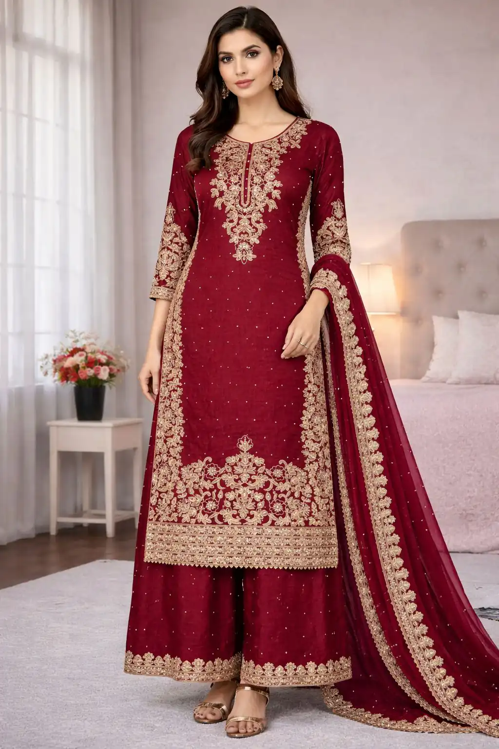 SSR 535 Maroon in Organza Silk Embroidery Work Salwar Suit . Available at ₹2399 only. Delivery 4-6 Working Days. Shop now. | Jump Suits, Tops & Bottoms, Track Suits, Salwar suit, Casual Suits, Creative suits, Designer Suits, Palazzo Suits, Party Wear Suits, Patiala Suits, Straight Suits, Trendy Wear