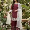 Maroon Organza Silk Salwar Suit ZSR 3157 Maroon with Lace Work & Embroidery Work. Introductory Price ₹2149. Delivery 4-6 Working Days. Shop now. | Jump Suits, Tops & Bottoms, Track Suits, Salwar suit, Casual Suits, Creative suits, Designer Suits, Palazzo Suits, Party Wear Suits, Patiala Suits, Straight Suits, Trendy Wear