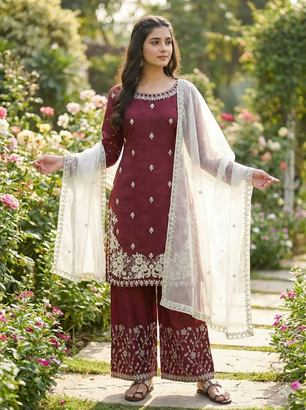 Maroon Organza Silk Salwar Suit ZSR 3157 Maroon with Lace Work & Embroidery Work. Introductory Price ₹2149. Delivery 4-6 Working Days. Shop now. | Jump Suits, Tops & Bottoms, Track Suits, Salwar suit, Casual Suits, Creative suits, Designer Suits, Palazzo Suits, Party Wear Suits, Patiala Suits, Straight Suits, Trendy Wear