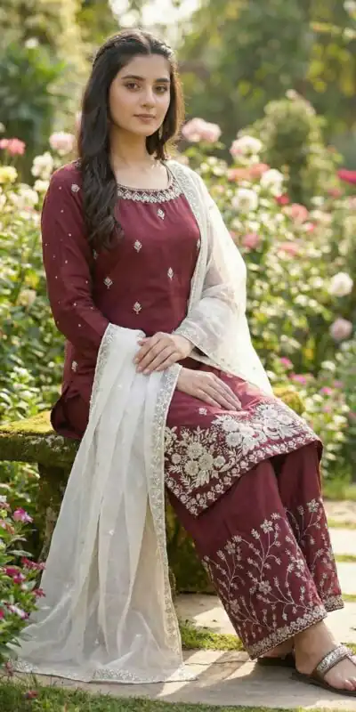 Maroon Organza Silk Salwar Suit ZSR 3157 Maroon with Lace Work & Embroidery Work. Introductory Price ₹2149. Delivery 4-6 Working Days. Shop now. | Jump Suits, Tops & Bottoms, Track Suits, Salwar suit, Casual Suits, Creative suits, Designer Suits, Palazzo Suits, Party Wear Suits, Patiala Suits, Straight Suits, Trendy Wear