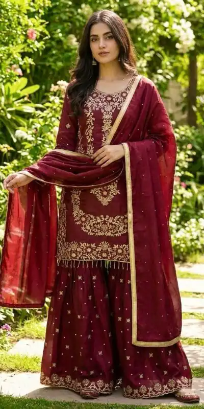 NSR 882 Maroon Organza Silk Salwar Suit Perfect for Wedding, Party, Durga Puja, Bridal Wear, Pooja – . Special Price ₹2099. Delivery 4-6 Working Days | Jump Suits, Tops & Bottoms, Track Suits, Salwar suit, Casual Suits, Creative suits, Designer Suits, Palazzo Suits, Party Wear Suits, Patiala Suits, Straight Suits, Trendy Wear