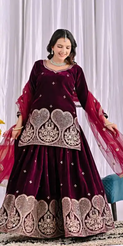ND 5054 Maroon Embroidery Work Salwar Suit in Maroon Viscous Velvet. Available at ₹2449 only. Delivery 4-6 Working Days. Shop now. | Jump Suits, Tops & Bottoms, Track Suits, Salwar suit, Casual Suits, Creative suits, Designer Suits, Palazzo Suits, Party Wear Suits, Patiala Suits, Straight Suits, Trendy Wear