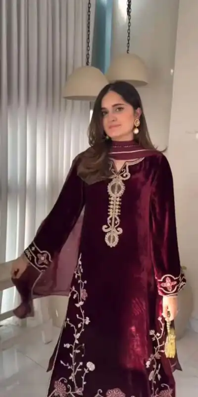 SSR 530 Maroon in Viscose Velvet Lace Work & Embroidery Work Salwar Suit . Special Price ₹1949. Delivery 4-6 Working Days. Shop now. | Lehenga, Bollywood Lehenga, Creative Lehenga, Designer Lehenga, Embroidered Lehenga, Party Wear Lehenga