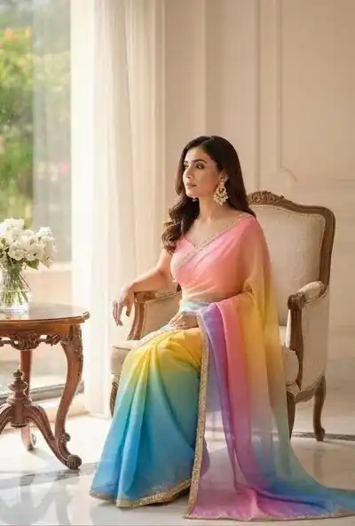 BT 416 Multi Organza Saree with Embroidery Work & Digital Print. Special Price ₹1599. Delivery 4-6 Working Days. Shop now. | Sarees, Bollywood Sarees, Creative Sarees, Designer Sarees, Embroidered Sarees, Ethnic Saree, Modern Digital sarees, Party Wear Sarees