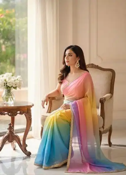 BT 416 Multi Organza Saree with Embroidery Work & Digital Print. Special Price ₹1599. Delivery 4-6 Working Days. Shop now. | Sarees, Bollywood Sarees, Creative Sarees, Designer Sarees, Embroidered Sarees, Ethnic Saree, Modern Digital sarees, Party Wear Sarees