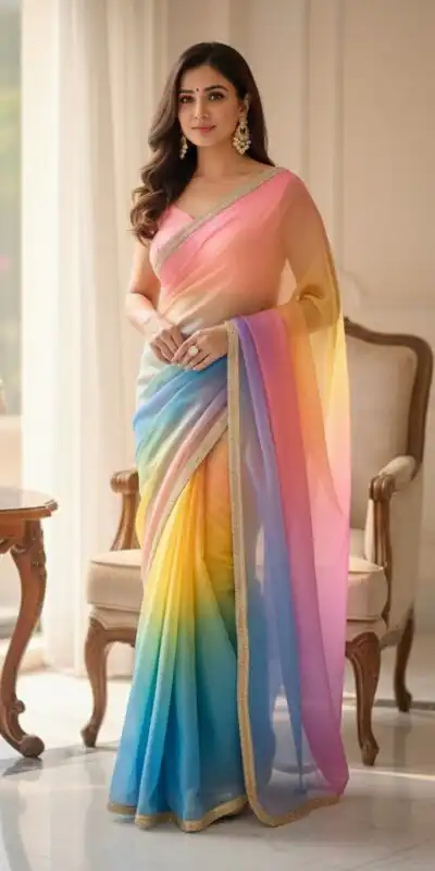 BT 416 Multi Organza Saree with Embroidery Work & Digital Print. Special Price ₹1599. Delivery 4-6 Working Days. Shop now. | Sarees, Bollywood Sarees, Creative Sarees, Designer Sarees, Embroidered Sarees, Ethnic Saree, Modern Digital sarees, Party Wear Sarees