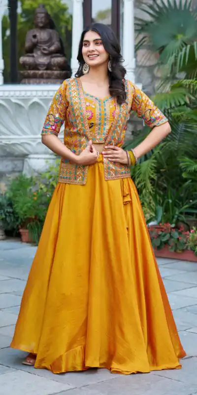 Ram 142 Mustered Vichitra Lehenga Choli with Embroidery Work & Thread Embroidery. Introductory Price ₹2549. Delivery 4-6 Working Days. Shop now. | Lehenga, Bollywood Lehenga, Creative Lehenga, Designer Lehenga, Embroidered Lehenga, Party Wear Lehenga