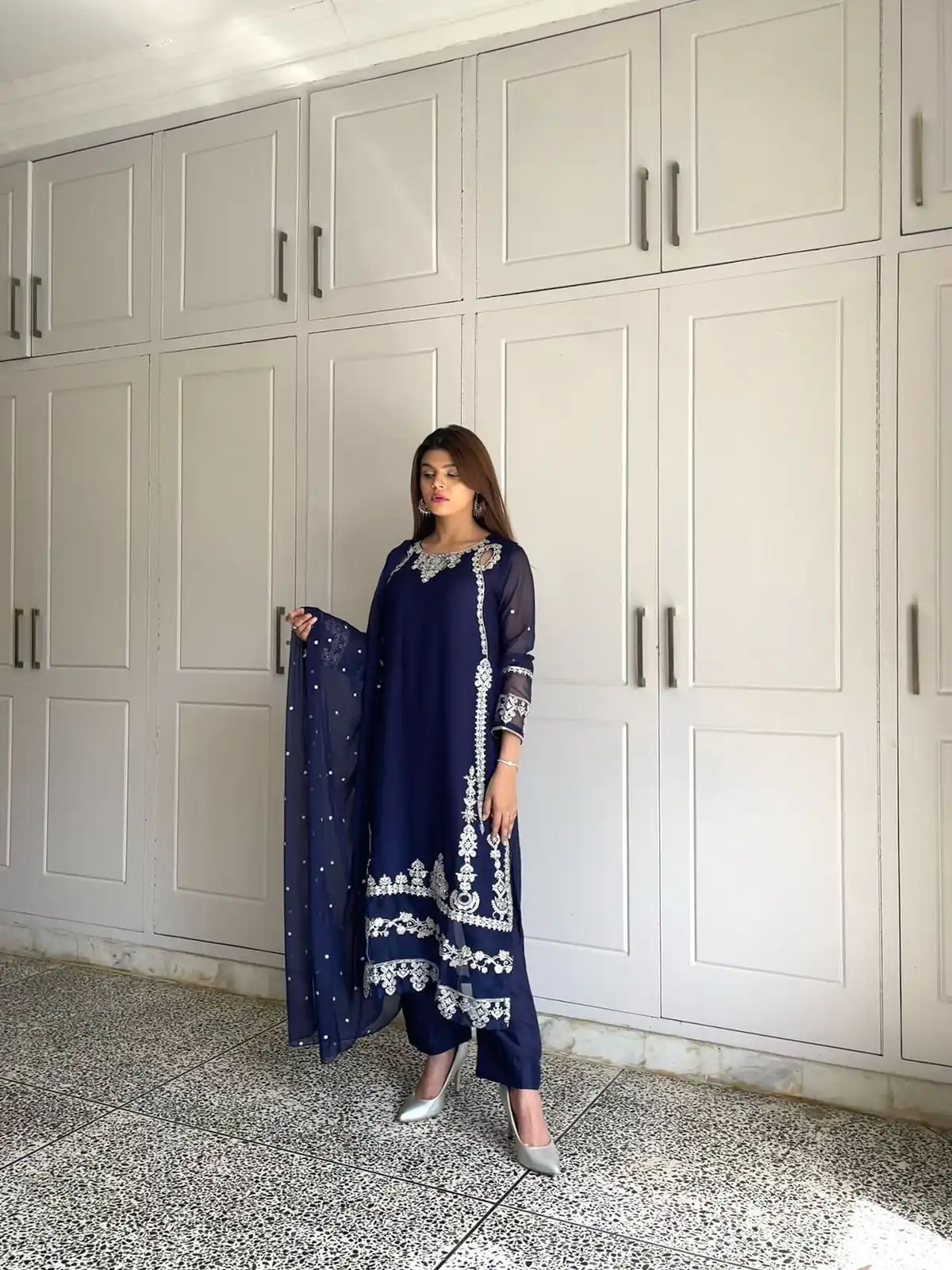 ZF 429 Navy Blue Faux Georgette Salwar Suit Perfect for Wedding, Party, Holi, Engagement, Eid – . Available at ₹1999 only. Delivery 4-6 Working Da | Jump Suits, Tops & Bottoms, Track Suits, Salwar suit, Casual Suits, Creative suits, Designer Suits, Palazzo Suits, Party Wear Suits, Patiala Suits, Straight Suits, Trendy Wear