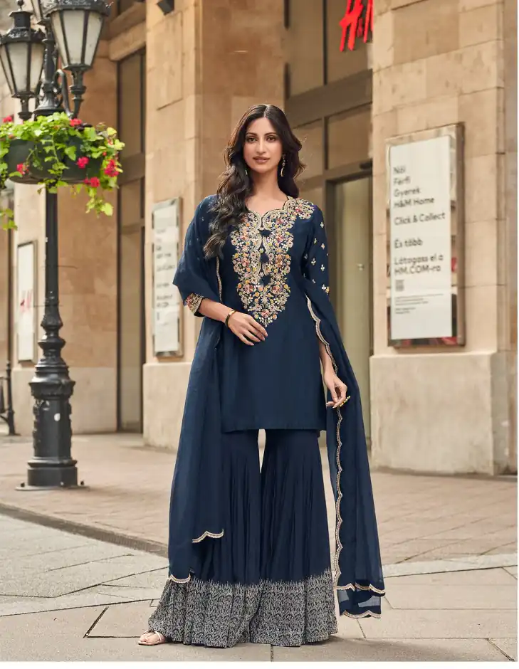 FC Sayuuri 5595 Navy Blue Georgette Salwar Suit with Embroidery Work & Lace Work. Special Price ₹3149. Delivery 4-6 Working Days. Shop now. | Jump Suits, Tops & Bottoms, Track Suits, Salwar suit, Casual Suits, Creative suits, Designer Suits, Palazzo Suits, Party Wear Suits, Patiala Suits, Straight Suits, Trendy Wear