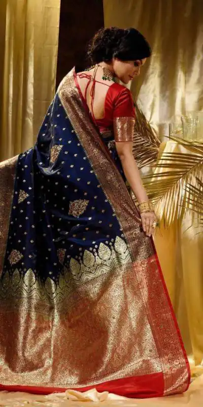 KPR 227 Navy Blue in Color Soft Lichi Silk. Lace Border & Lace Work Saree Grab it for ₹1399. Delivery 4-6 Working Days. Shop now. | Designer Sarees, Sarees, Bollywood Sarees, Creative Sarees, Embroidered Sarees, Ethnic Saree, Modern Digital sarees, Party Wear Sarees