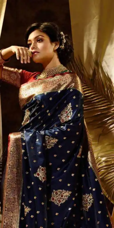 KPR 227 Navy Blue in Color Soft Lichi Silk. Lace Border & Lace Work Saree Grab it for ₹1399. Delivery 4-6 Working Days. Shop now. | Designer Sarees, Sarees, Bollywood Sarees, Creative Sarees, Embroidered Sarees, Ethnic Saree, Modern Digital sarees, Party Wear Sarees