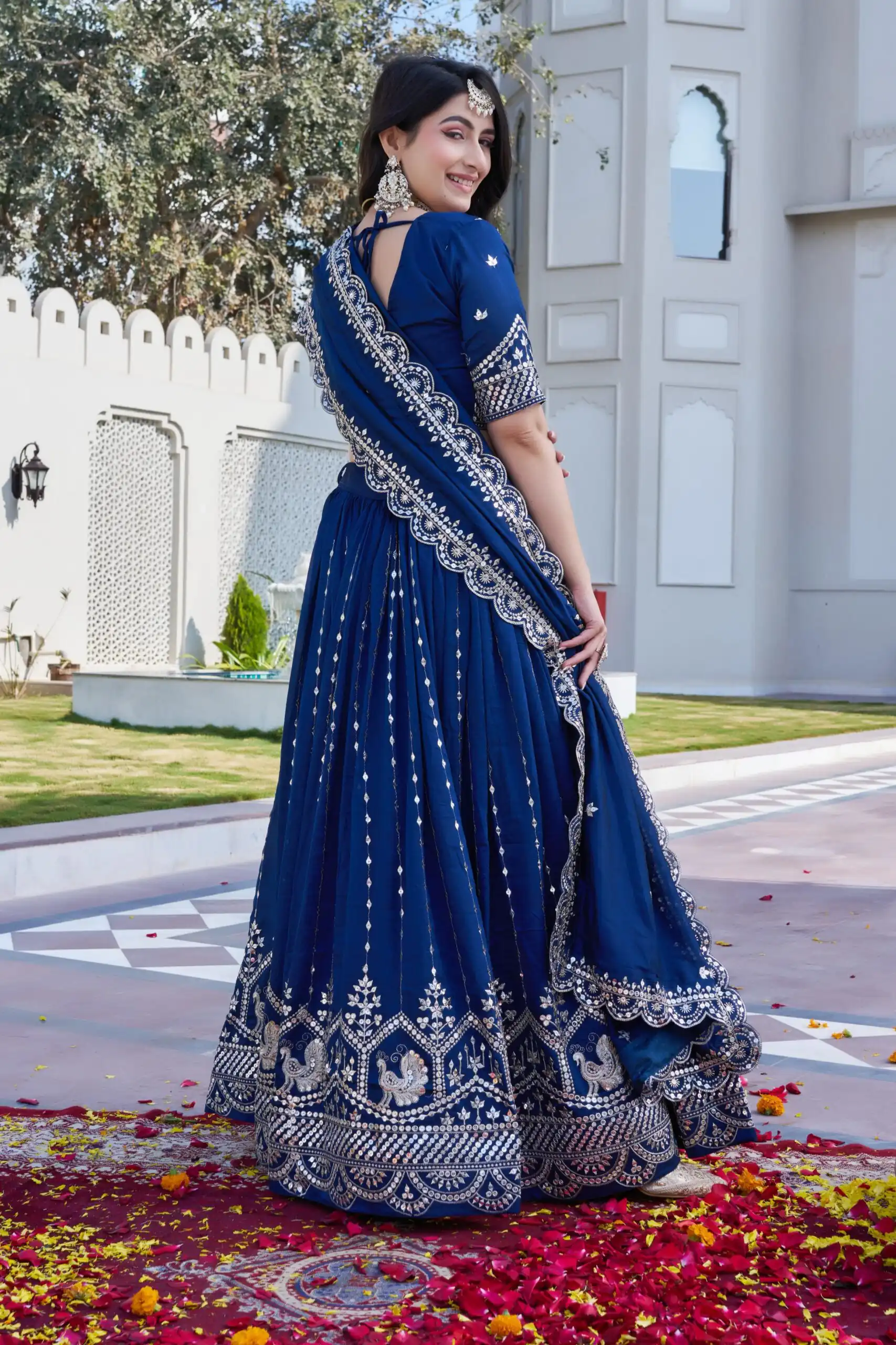 Ram 151 Navy Blue Vichitra Lehenga Choli Perfect for Wedding, Party, Haldi, Mehendi, Eid – . Best Price ₹2649. Delivery 4-6 Working Days. Shop now. | Lehenga, Bollywood Lehenga, Creative Lehenga, Designer Lehenga, Embroidered Lehenga, Party Wear Lehenga