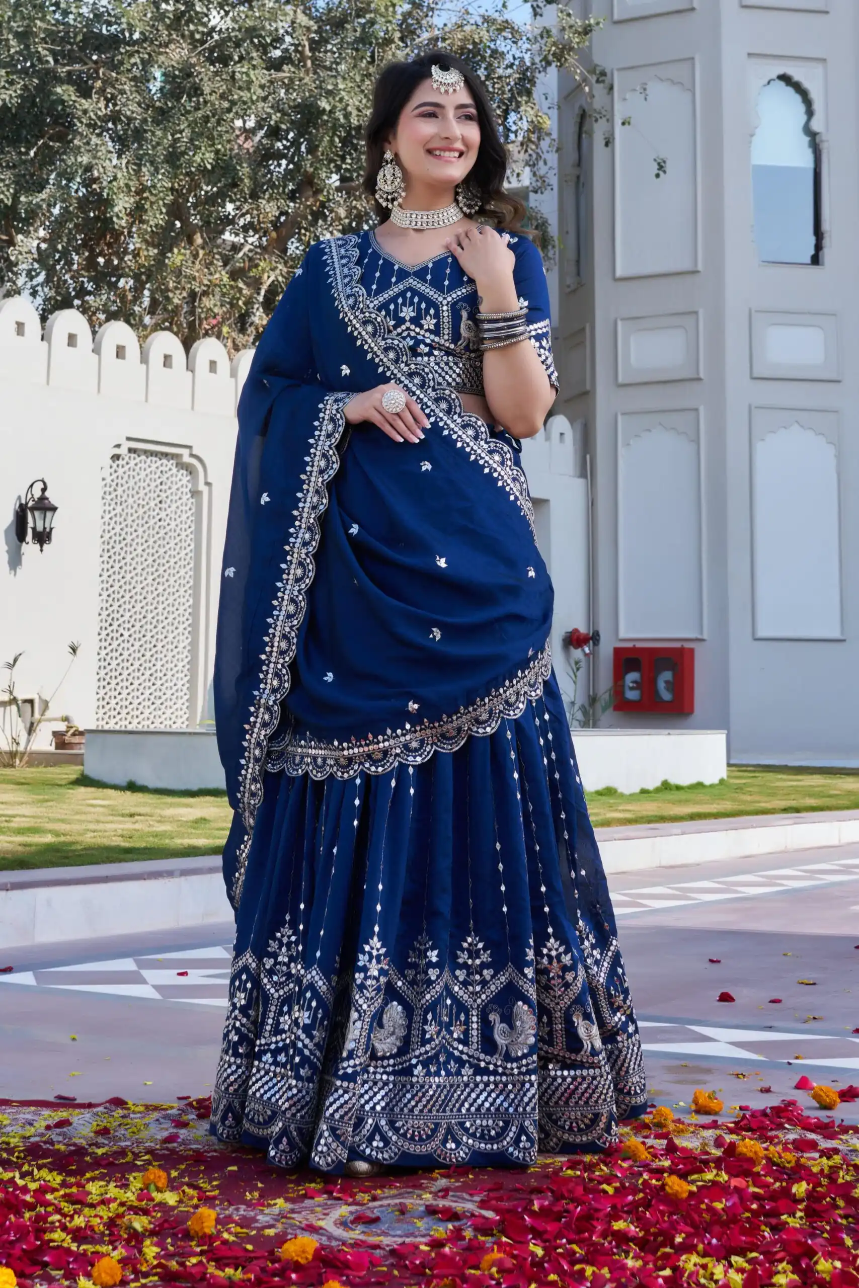Ram 151 Navy Blue Vichitra Lehenga Choli Perfect for Wedding, Party, Haldi, Mehendi, Eid – . Best Price ₹2649. Delivery 4-6 Working Days. Shop now. | Lehenga, Bollywood Lehenga, Creative Lehenga, Designer Lehenga, Embroidered Lehenga, Party Wear Lehenga