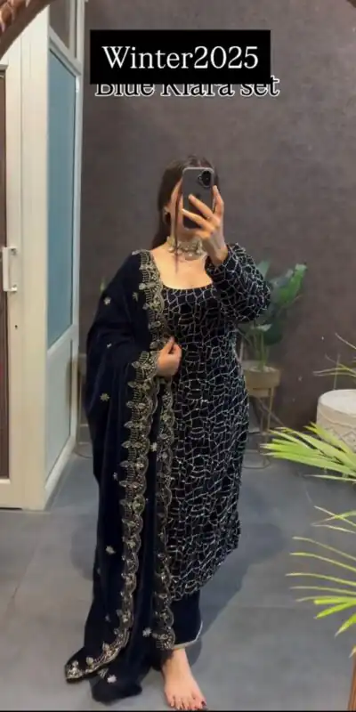 KD 1546 Navy Blue Viscose Velvet Salwar Suit Perfect for Wedding, Party, Diwali, Baisakhi, Ganesh Chaturthi – . Introductory Price ₹1999. Delivery | Jump Suits, Salwar suit, Casual Suits, Creative suits, Designer Suits, Palazzo Suits, Party Wear Suits, Patiala Suits, Straight Suits