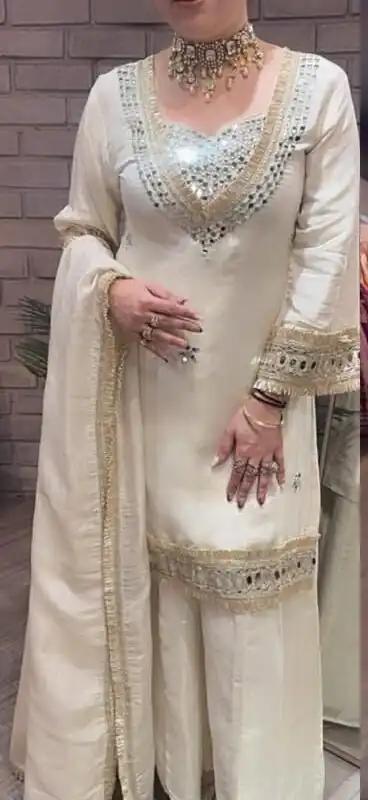 LG 2015 Off White Cosmos Salwar Suit Perfect for Wedding, Party, Karwa Chauth, Eid, Holi – . Exclusive Offer ₹2099. Delivery 4-6 Working Days. Shop now. | Jump Suits, Salwar suit, Casual Suits, Creative suits, Designer Suits, Palazzo Suits, Party Wear Suits, Patiala Suits, Straight Suits