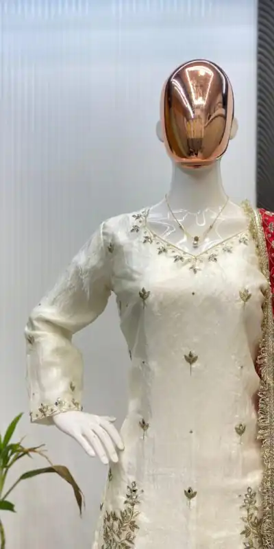LG 1985 Off White Fandy Salwar Suit with Mirror Work & Embroidery Work. Introductory Price ₹2599. Delivery 4-6 Working Days. Shop now. | Jump Suits, Tops & Bottoms, Track Suits, Salwar suit, Casual Suits, Creative suits, Designer Suits, Palazzo Suits, Party Wear Suits, Patiala Suits, Straight Suits, Trendy Wear
