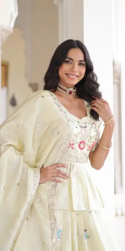 KA 5060 Off White Gold Crush Lehenga Choli Perfect for Wedding, Party, Bridal Wear, Makar Sankranti, Raksha Bandhan – . Exclusive Offer ₹2649. Del | Lehenga, Bollywood Lehenga, Creative Lehenga, Designer Lehenga, Embroidered Lehenga, Party Wear Lehenga