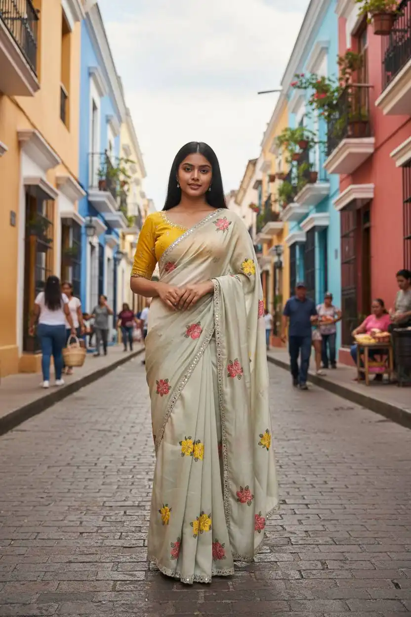 BT 1305 Off White Viscose Rangoli Saree Perfect for Wedding, Party, Family Gatherings, Temple Visit, Diwali – . Get it for ₹1849. Delivery 4-6 Wor | Designer Sarees, Sarees, Bollywood Sarees, Creative Sarees, Embroidered Sarees, Ethnic Saree, Modern Digital sarees, Party Wear Sarees