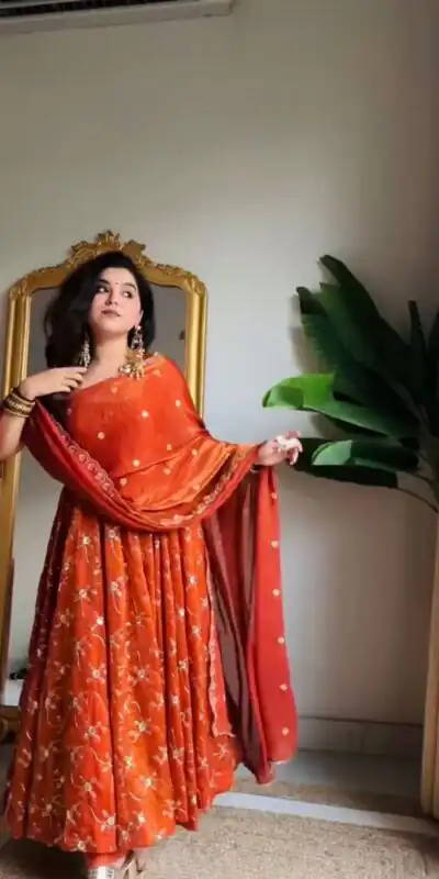 KD 1534 Orange in Color Fendy Silk Designer Work Salwar Suit . Introductory Price ₹2499. Delivery 4-6 Working Days. Shop now. | Jump Suits, Tops & Bottoms, Track Suits, Salwar suit, Casual Suits, Creative suits, Designer Suits, Palazzo Suits, Party Wear Suits, Patiala Suits, Straight Suits, Trendy Wear