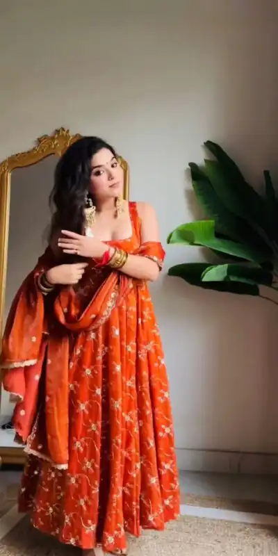 KD 1534 Orange in Color Fendy Silk Designer Work Salwar Suit . Introductory Price ₹2499. Delivery 4-6 Working Days. Shop now. | Jump Suits, Tops & Bottoms, Track Suits, Salwar suit, Casual Suits, Creative suits, Designer Suits, Palazzo Suits, Party Wear Suits, Patiala Suits, Straight Suits, Trendy Wear