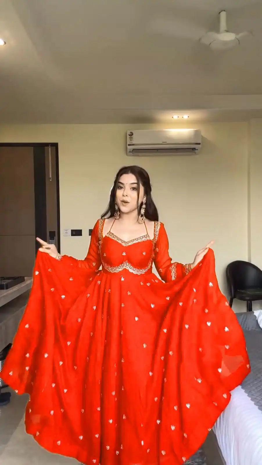 MF 1003 Orange Georgette Gown. Perfect for Wedding, Party, Pongal, Bridal Wear, Anniversary – Affordable Price ₹1799. Delivery 4-6 Working Days. Shop now. | Gowns, Bollywood Gowns, Creative Gowns, Designer Gowns, Embroidered Gowns, Party Wear Gowns