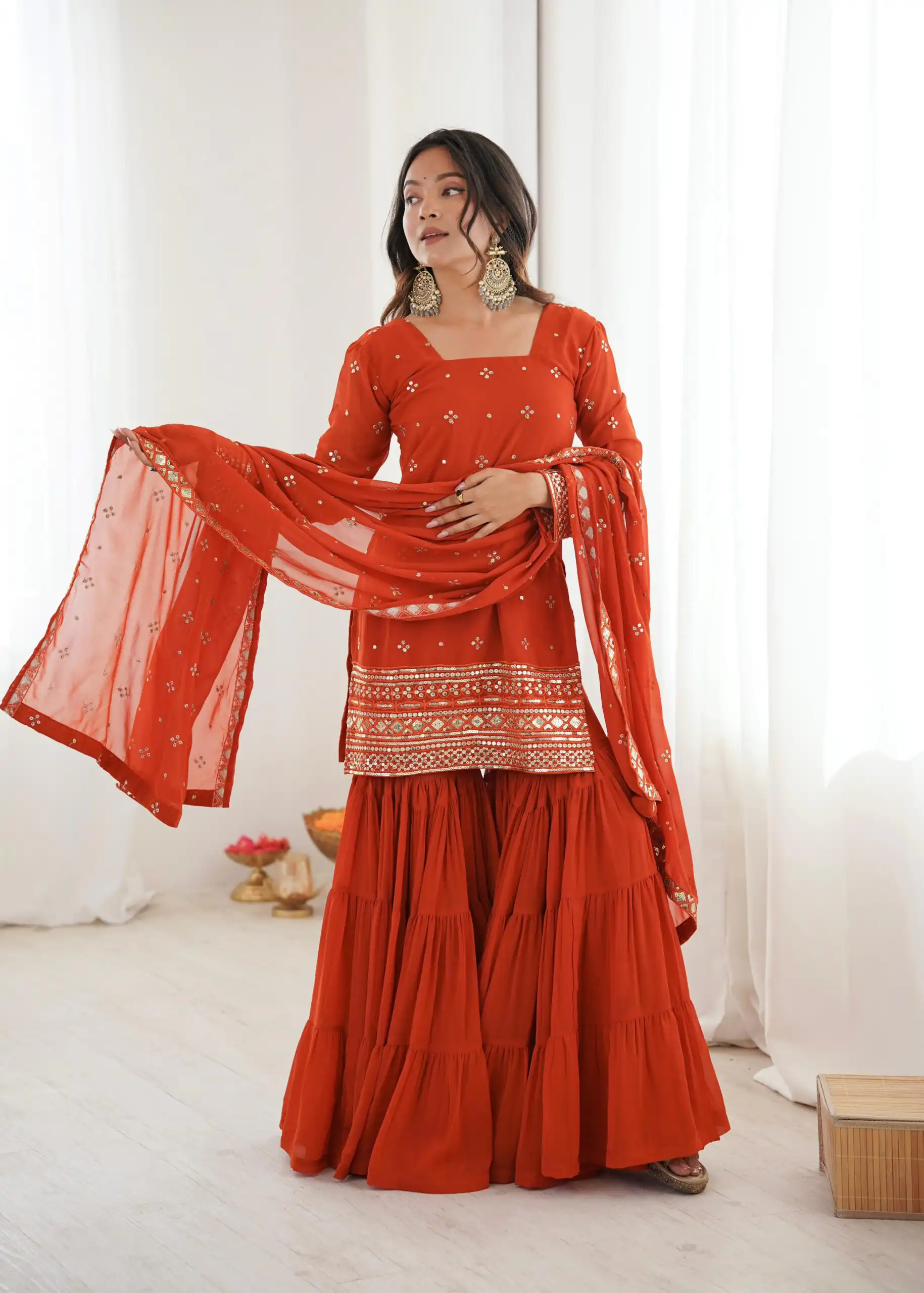 SRK 5317 Orange Georgette Salwar Suit with Embroidery Work. Wedding, Party, Festive Best Price ₹2399. Delivery 4-6 Working Days. Shop now. | Jump Suits, Tops & Bottoms, Track Suits, Salwar suit, Casual Suits, Creative suits, Designer Suits, Palazzo Suits, Party Wear Suits, Patiala Suits, Straight Suits, Trendy Wear