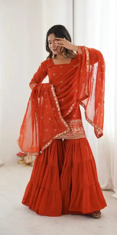 SRK 5317 Orange Georgette Salwar Suit with Embroidery Work. Wedding, Party, Festive Best Price ₹2399. Delivery 4-6 Working Days. Shop now. | Jump Suits, Tops & Bottoms, Track Suits, Salwar suit, Casual Suits, Creative suits, Designer Suits, Palazzo Suits, Party Wear Suits, Patiala Suits, Straight Suits, Trendy Wear