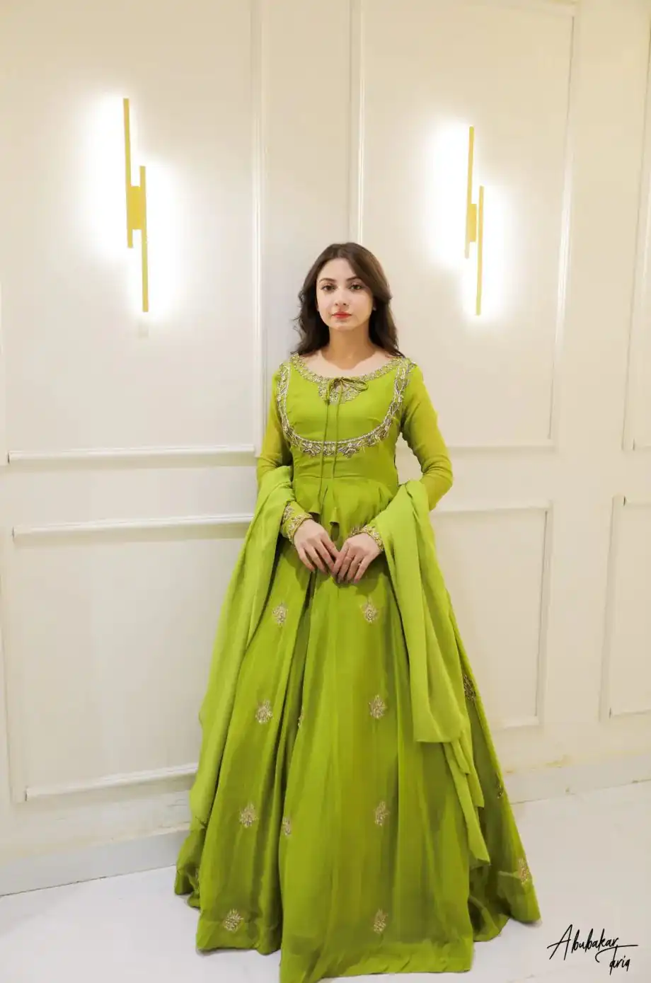 LG 2047 Parrot Green in Color Georgette Embroidery Work Gown . Wedding, Party, Festive, Events Grab it for ₹1949. Delivery 4-6 Working Days. Shop now. | Gowns, Bollywood Gowns, Creative Gowns, Designer Gowns, Embroidered Gowns, Party Wear Gowns