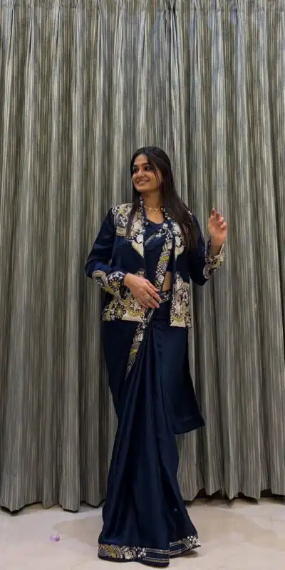 BE 433 Peacock Blue Color French Crape Saree with Embroidery Work. Best Price ₹2099. Delivery 4-6 Working Days. Shop now. | Designer Sarees, Sarees, Bollywood Sarees, Creative Sarees, Embroidered Sarees, Ethnic Saree, Modern Digital sarees, Party Wear Sarees