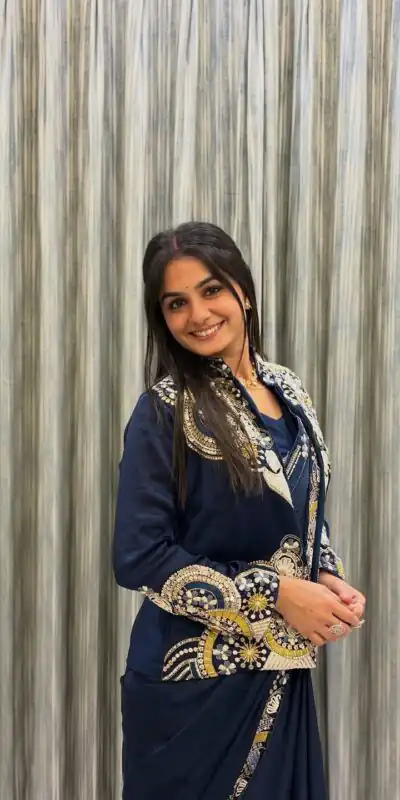 BE 433 Peacock Blue Color French Crape Saree with Embroidery Work. Best Price ₹2099. Delivery 4-6 Working Days. Shop now. | Designer Sarees, Sarees, Bollywood Sarees, Creative Sarees, Embroidered Sarees, Ethnic Saree, Modern Digital sarees, Party Wear Sarees