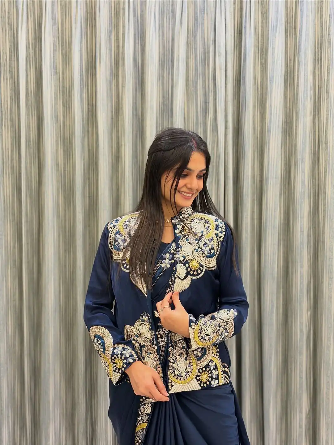 BE 433 Peacock Blue Color French Crape Saree with Embroidery Work. Best Price ₹2099. Delivery 4-6 Working Days. Shop now. | Designer Sarees, Sarees, Bollywood Sarees, Creative Sarees, Embroidered Sarees, Ethnic Saree, Modern Digital sarees, Party Wear Sarees