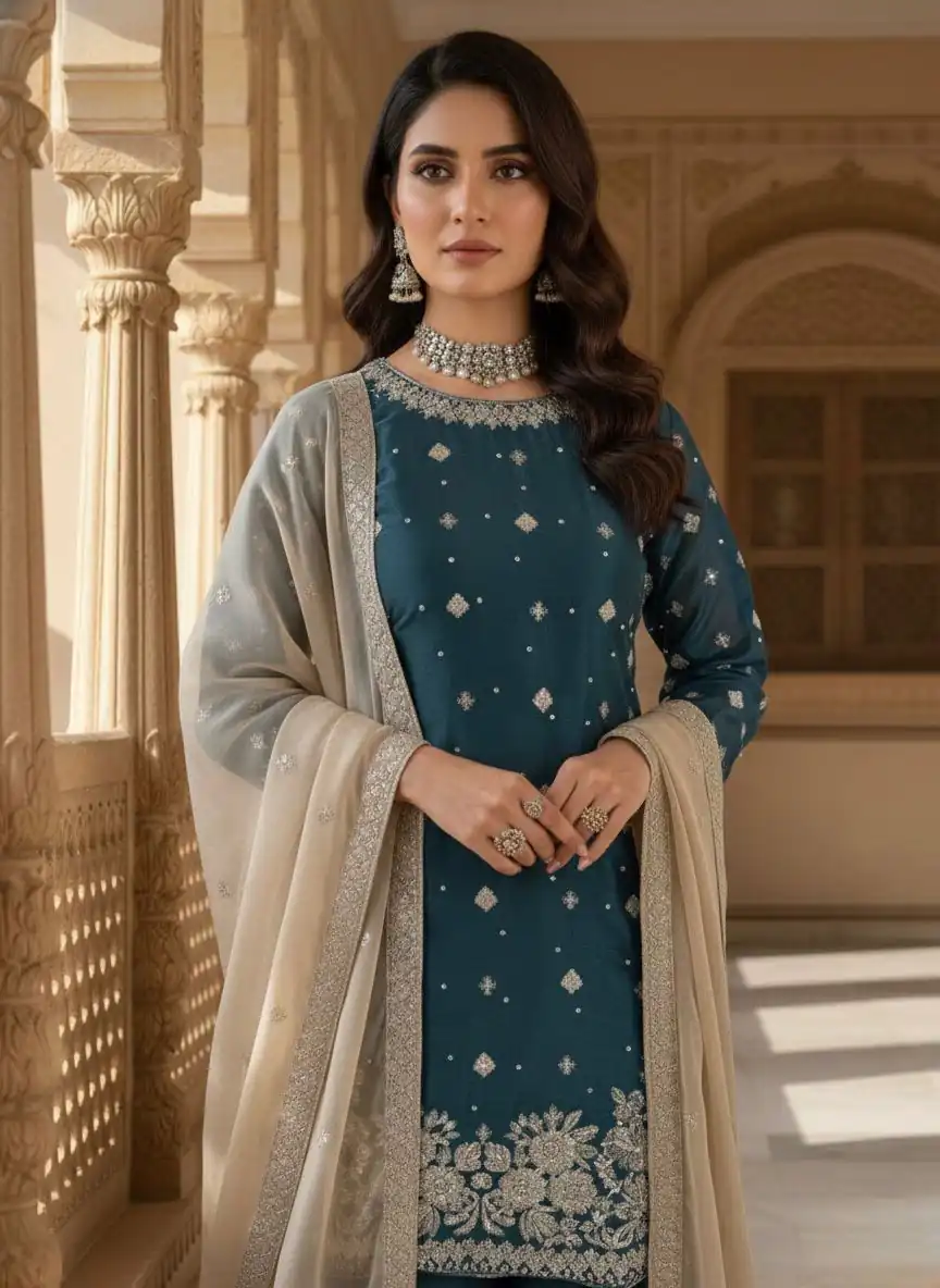 KD 1549 Peacock Blue Sequence Work Organza Silk Salwar Suit with Designer Work. Affordable Price ₹2149. Delivery 4-6 Working Days. Shop now. | Jump Suits, Tops & Bottoms, Track Suits, Salwar suit, Casual Suits, Creative suits, Designer Suits, Palazzo Suits, Party Wear Suits, Patiala Suits, Straight Suits, Trendy Wear