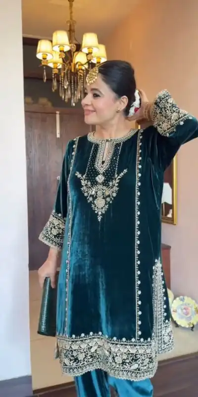 LG 2035 Peacock Blue in Velvet Embroidery Work & Lace Work Salwar Suit . Now at just ₹2049. Delivery 4-6 Working Days. Shop now. | Jump Suits, Tops & Bottoms, Track Suits, Salwar suit, Casual Suits, Creative suits, Designer Suits, Palazzo Suits, Party Wear Suits, Patiala Suits, Straight Suits, Trendy Wear