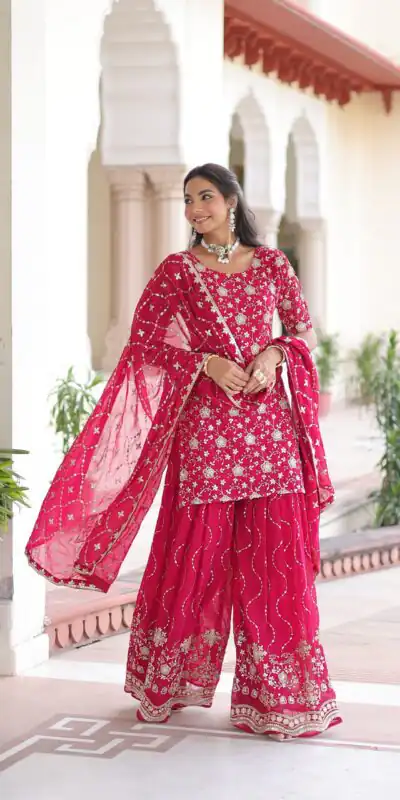 KA 1210 Pink in Georgette. Embroidery Work & Sequins Work Salwar Suit Grab it for ₹2599. Delivery 4-6 Working Days. Shop now. | Jump Suits, Tops & Bottoms, Track Suits, Salwar suit, Casual Suits, Creative suits, Designer Suits, Palazzo Suits, Party Wear Suits, Patiala Suits, Straight Suits, Trendy Wear