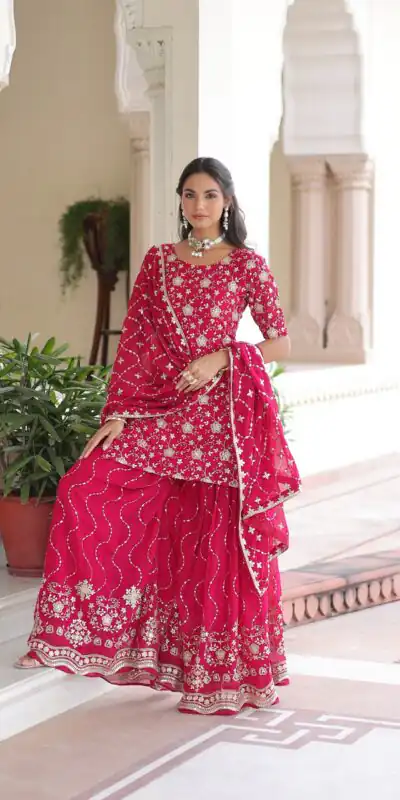 KA 1210 Pink in Georgette. Embroidery Work & Sequins Work Salwar Suit Grab it for ₹2599. Delivery 4-6 Working Days. Shop now. | Jump Suits, Tops & Bottoms, Track Suits, Salwar suit, Casual Suits, Creative suits, Designer Suits, Palazzo Suits, Party Wear Suits, Patiala Suits, Straight Suits, Trendy Wear