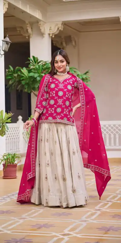 Ram 101 Pink Pure Chinon Lehenga Choli Perfect for Wedding, Party, Makar Sankranti, Reception, Sangeet – . Exclusive Offer ₹2649. Delivery 4-6 Working | Lehenga, Bollywood Lehenga, Creative Lehenga, Designer Lehenga, Embroidered Lehenga, Party Wear Lehenga