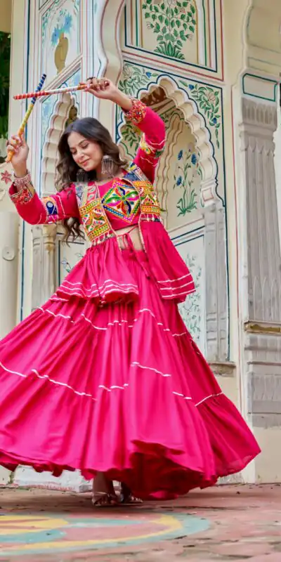 Ram 120 Pink in Pure Cotton Mirror Work & Gamthi Work Lehenga Choli . Exclusive Offer ₹3049. Delivery 4-6 Working Days. Shop now. | Lehenga, Bollywood Lehenga, Creative Lehenga, Designer Lehenga, Embroidered Lehenga, Party Wear Lehenga