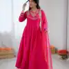 ZSR 3149 Pink Roman silk Gown Perfect for Wedding, Party, Sangeet, Haldi, Lohri – . Introductory Price ₹2099. Delivery 4-6 Working Days. Shop now. | Gowns, Bollywood Gowns, Creative Gowns, Designer Gowns, Embroidered Gowns, Party Wear Gowns